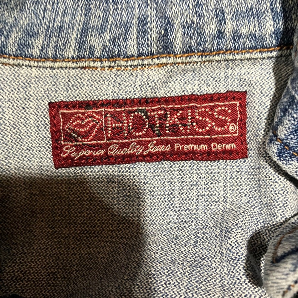 Vintage Denim Patch Jacket Women M Rose‎ Embroidered Patch Blue Jean Y2K 2000s - Picture 4 of 13